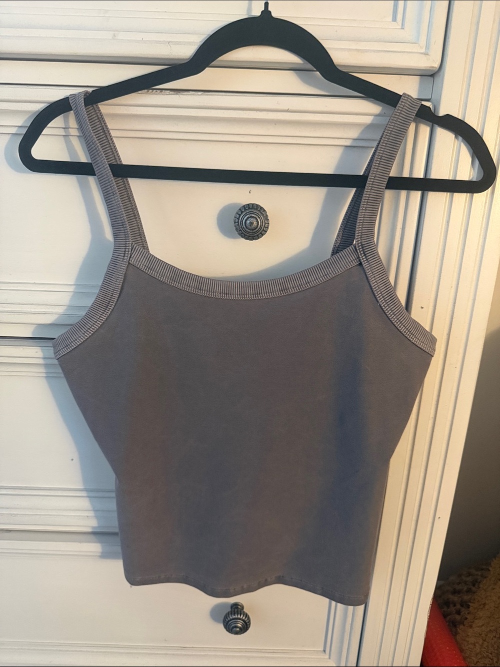 ALO Yoga Grey/Purple Rib-Trim Camisole Tank
